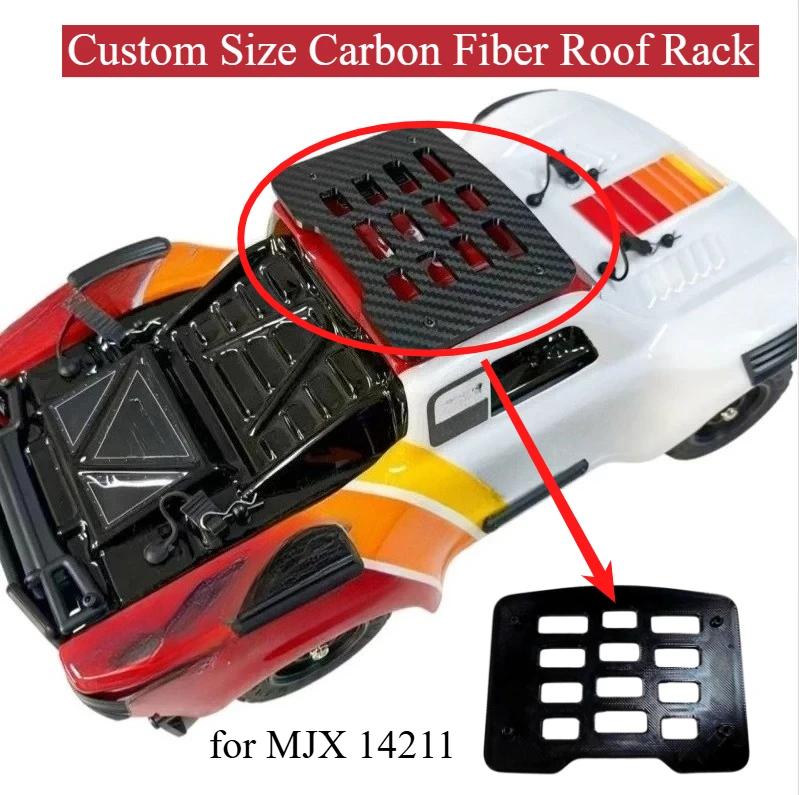 For 1/14 Scale MJX 14211 RC Crawler Custom Size Carbon Fiber Roof Rack Anti‑Scratch Reinforced Protection Upgrade Accessories