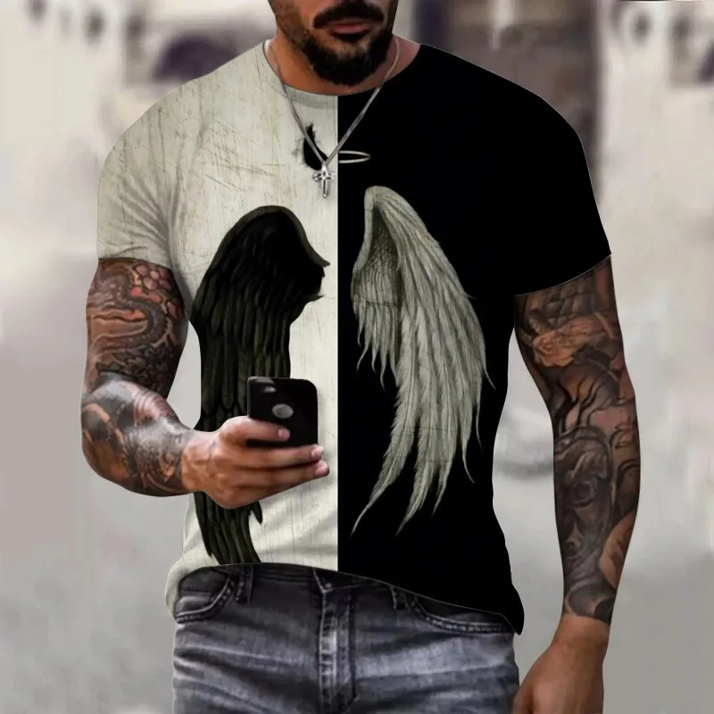 

Wing-shaped T-shirt for men 3D Printed oversized men's clothing Streetwear Short Sleeve wing Pattern t-shirts for men