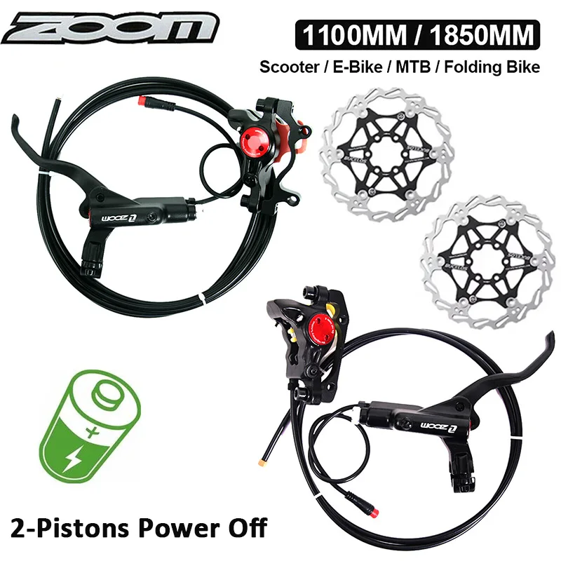 

ZOOM Brake 2 Piston MTB E-bike Hydraulic Disc Brake Power Off Bicycle Electric Bike 4 Piston Hydraulic Disc Brake Oil Pressure
