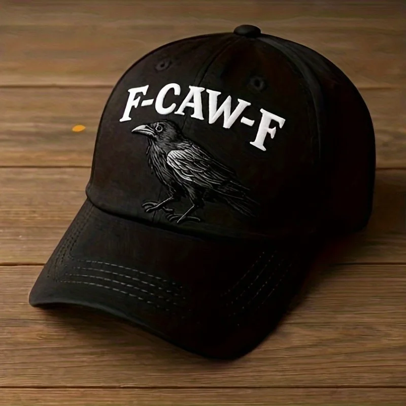 Adjustable low-profile baseball cap with crow embroidery - classic unisex design, breathable cotton streetwear cap