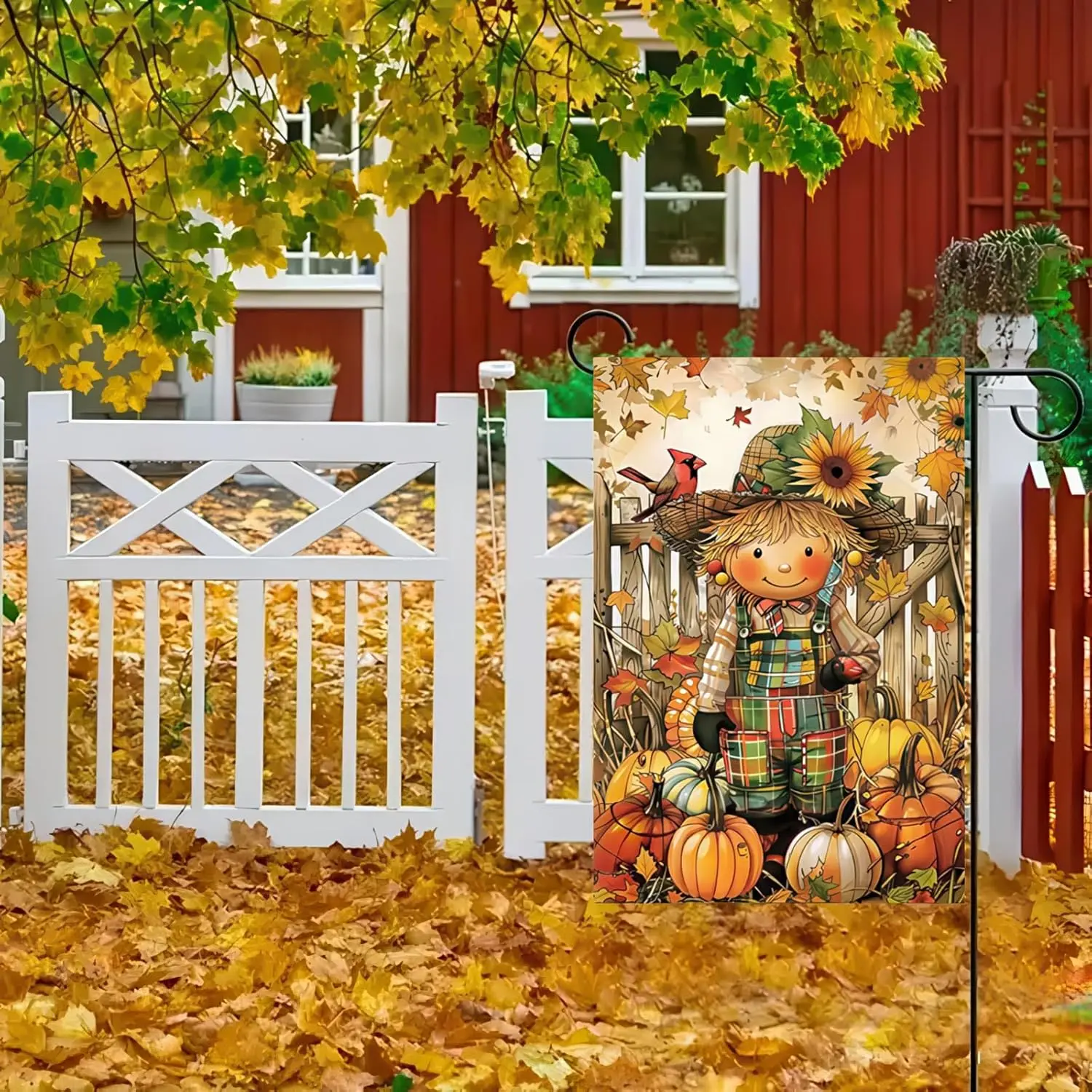 Blissyard Thanksgiving Fall Garden Flag 12x18 Inch Scarecrow Garden Flag Double Sided Fall Welcome Sign Yard Porch Home Deco zzo
