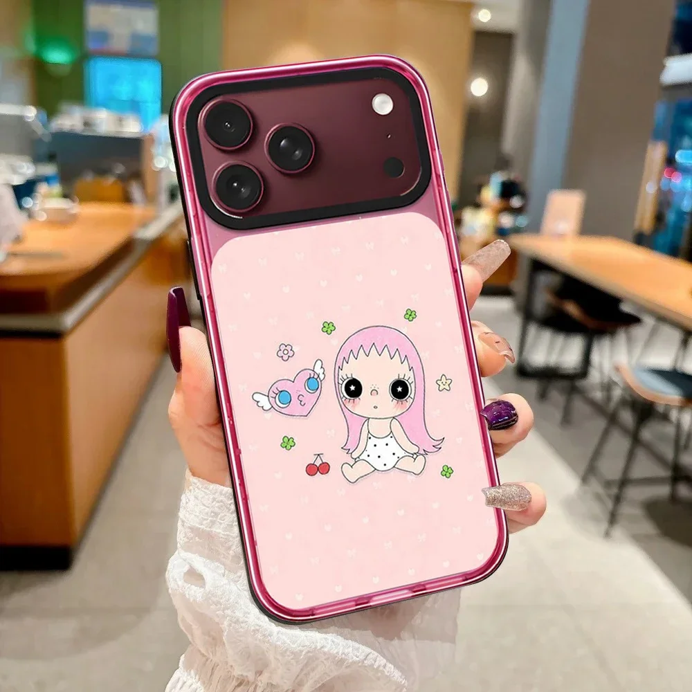 Cartoon Pink Long Haired Girl Impact Case - Mirror / Glaze Magnetic Cover: Compatible with IPhone 18 17 Pro Max 18Pro