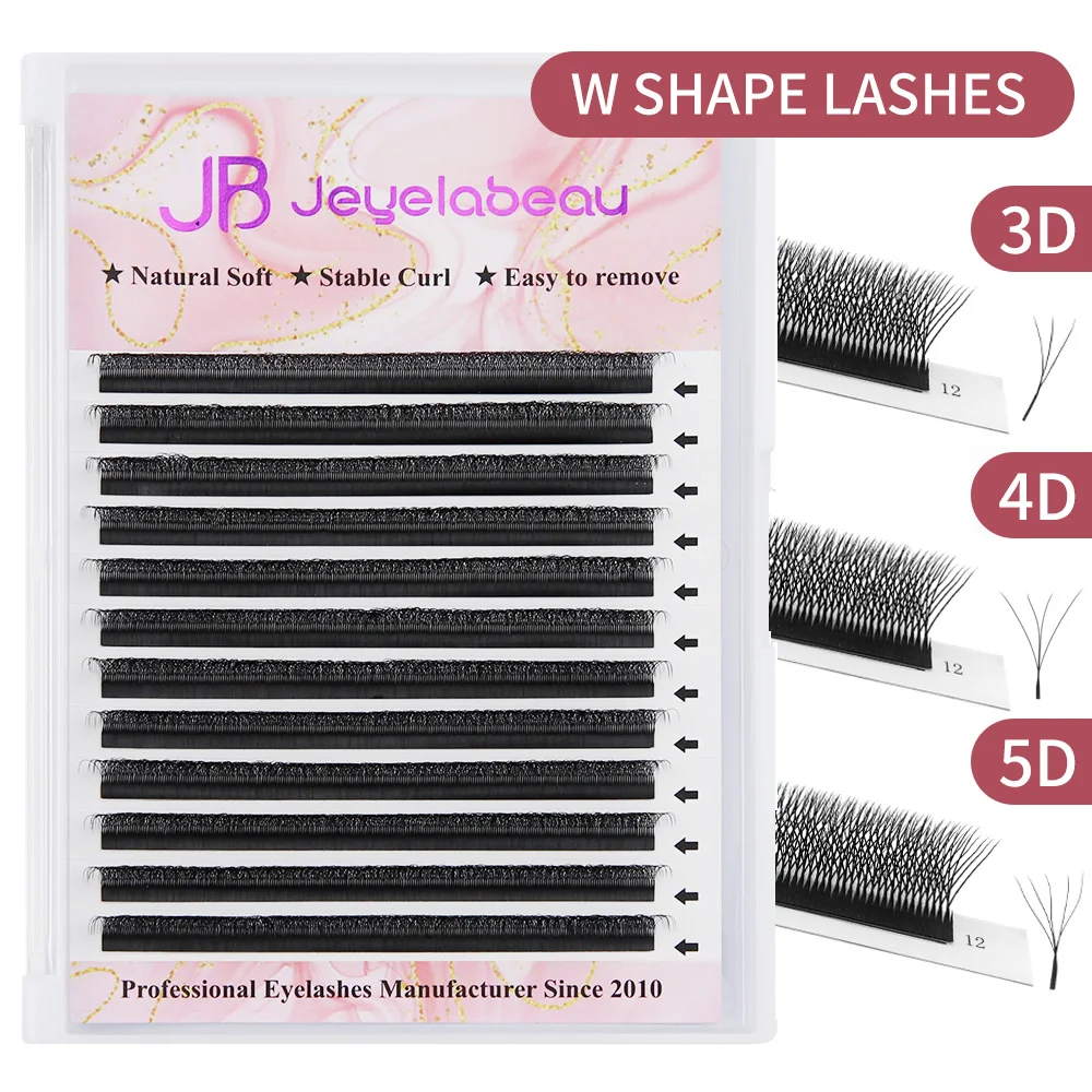 JB Jeyelabeau New 3D 4D 5D W Premade Lashes W Shape Flowering Eyelashes Natural Soft Russia Volume Fans DIY Cilas Faux Mink Lash