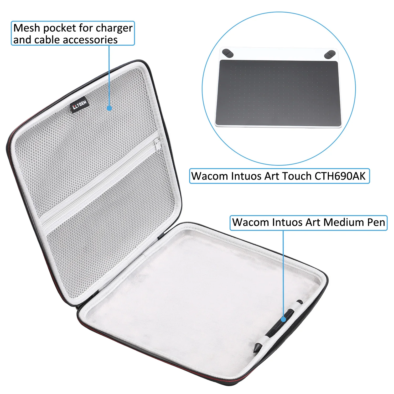 LTGEM Case for Wacom Intuos Small Bluetooth Graphics Drawing Tablet fits Model CTL4100 or XPPen Graphics Tablet fits(Only Case)