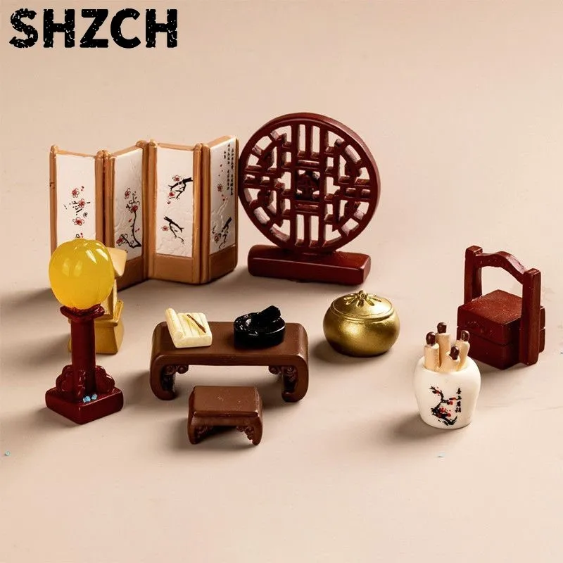 Simulation Chinese Retro Style Nostalgic Scenes Mini Ornament Rockery Bridges Stone Lion Boat Screen Llandscape Decoration ZI860