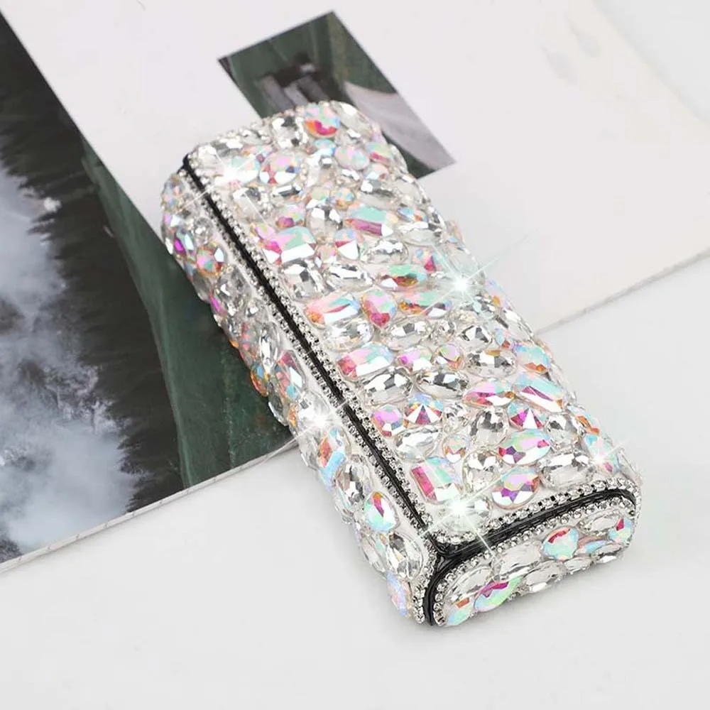

Portable Rhinestone-inlay Glasses Case Shiny Magnetic Eyewears Storage Box Large Capacity Anti-splash Water