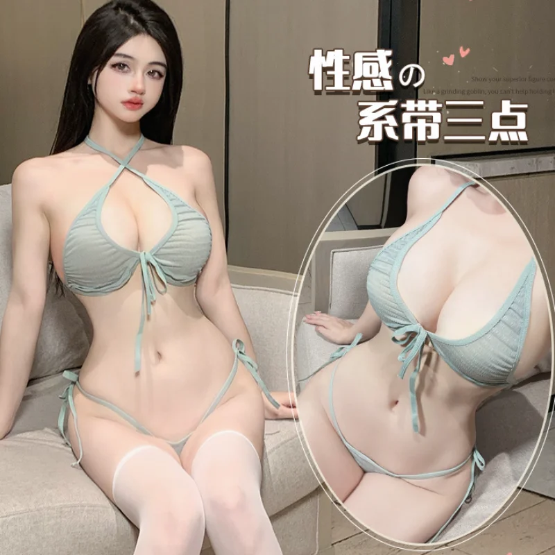 الملابس الداخلية اليابانية اللطيفة المثيرة الناعمة المكونة من قطعتين مجموعة ملابس داخلية وحمالة صدر للكبار ملابس تحتية مثيرة مثيرة للبيكيني ملابس داخلية شفافة