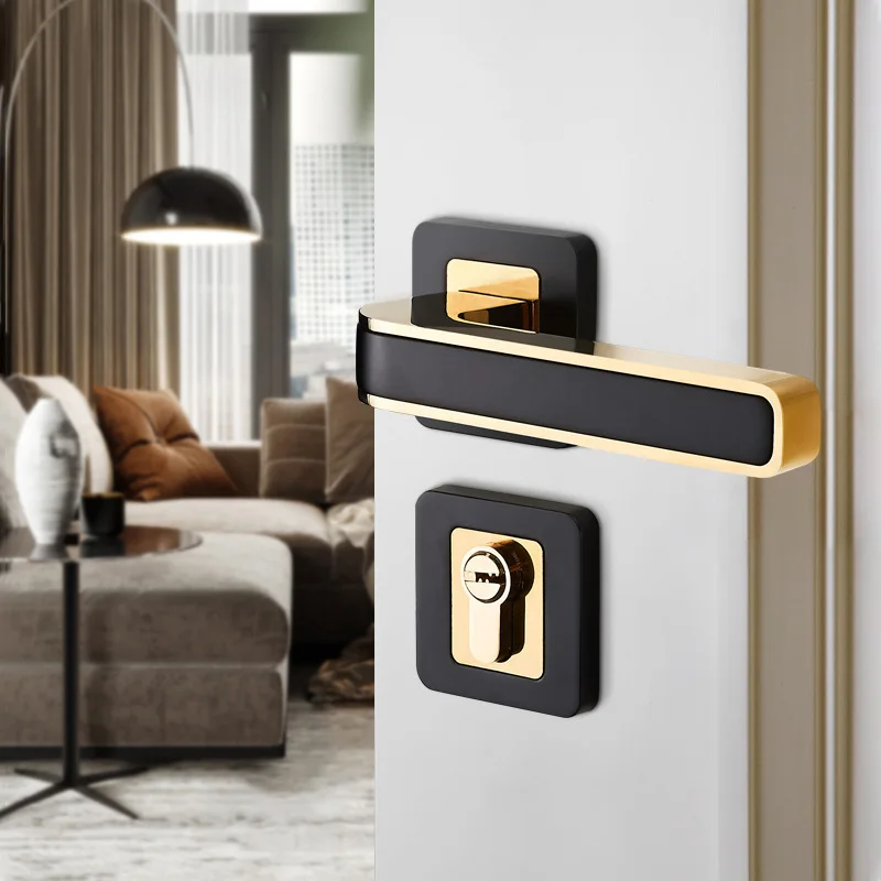 

Modern bedroom door lock indoor magnetic silent door lock simple wooden door lock golden home split room door lock