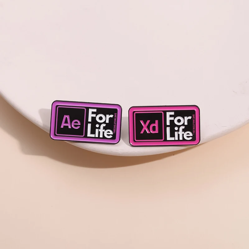 Ae Xd For Life Cartoon Enamel Pins Visual Effect Graphics Video Processing Software Brooches Lapel Badge Clothes Funny Jewelry