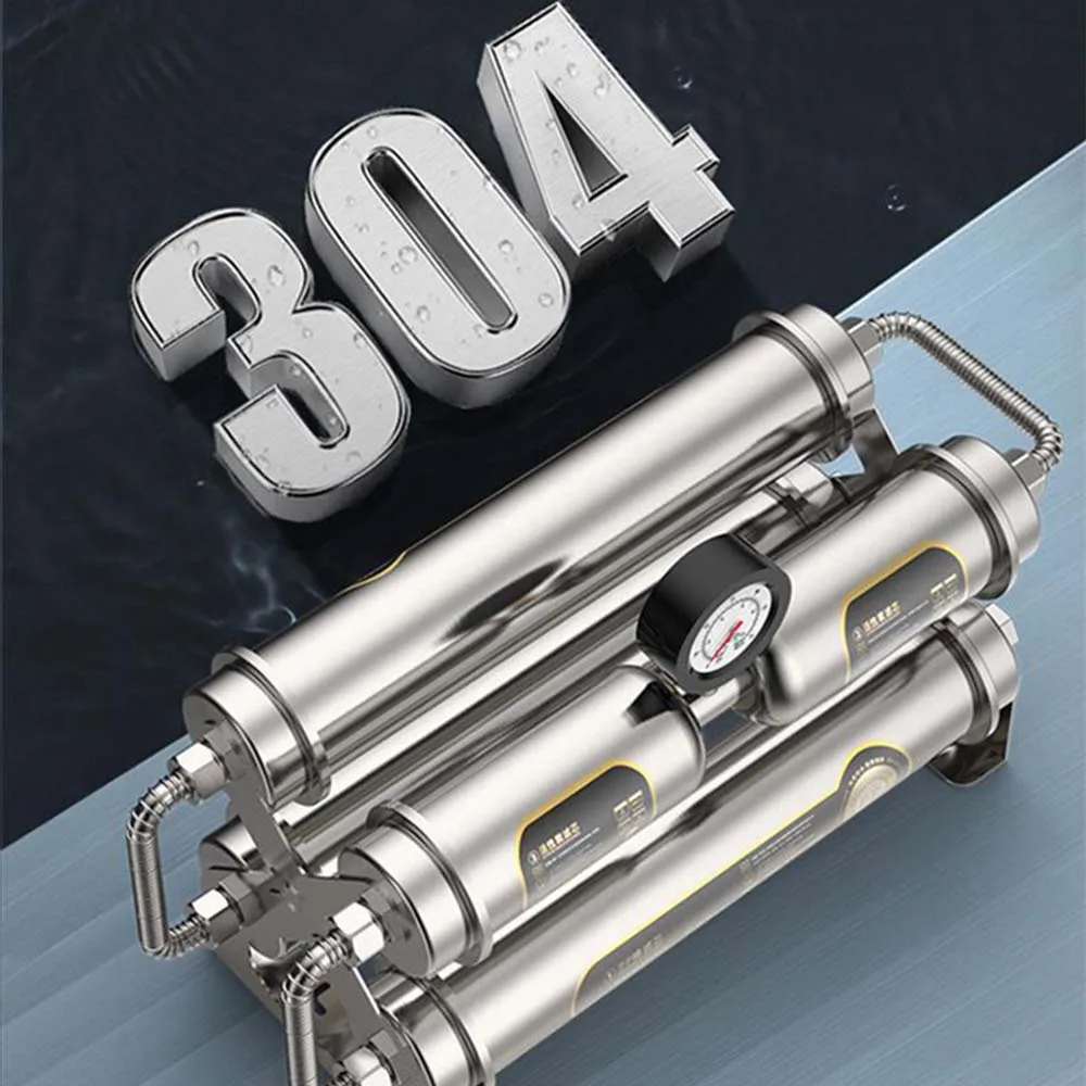 2025 المنزلية 304 تصفية مياه الفولاذ المقاوم للصدأ المطبخ منقي مياه خمس مراحل الترشيح الفائق تصفية الشرب المباشر