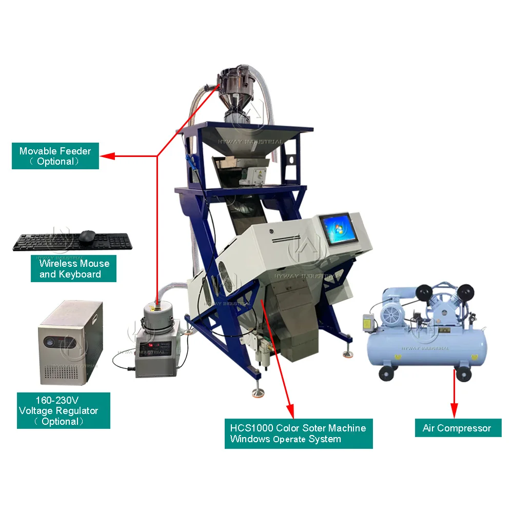 50-8000kg/h Coffee Beans Rice Millet Grain Plastic Salt Quinoa Blueberry Nuts Tea Color Sorting Machine Color Sorter Machine