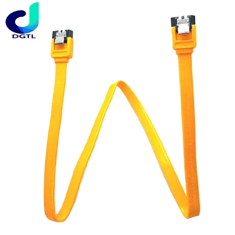 New Sata 2.0 Hard Drive Data Cable 45cm Drive Line Yellow Red Straight Line With Buckle Suitable For Computer Motherboard