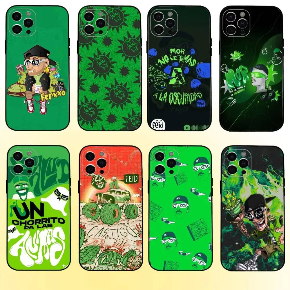 

Singer F-Feid Ferxxo SIXDO Phone Case For iPhone17,16,15,14,13,12,11 Plus,Pro Max Soft Black Cover