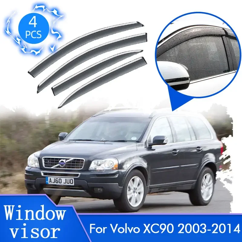 

4PCS For Volvo XC90 2003~2014 Deflectors Guard Awning Trim Sun Rain Window Visors Wind Shield Cover Protector Auto Accessories