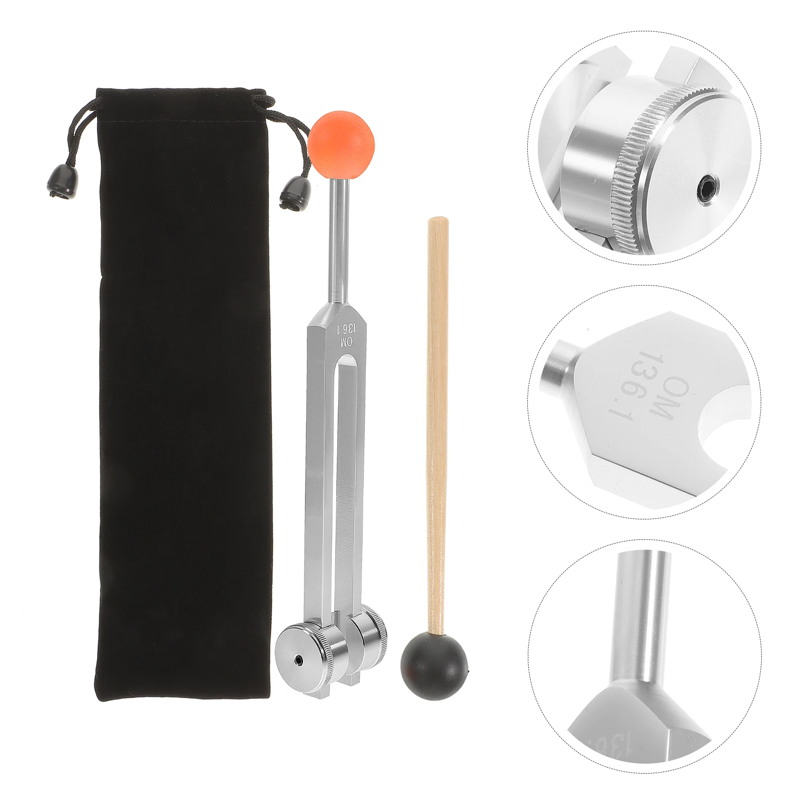 

Yoga Tuning Fork Aluminum Alloy Forks Fixed Weight Healing Instrument Cloth Tuner with Hammer