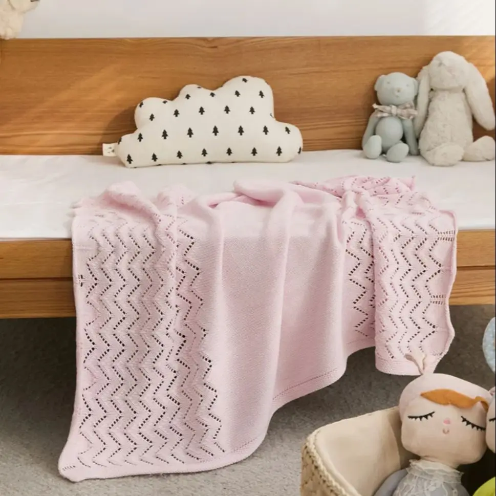 Gebreide Baby Deken Pasgeboren 100% Katoen Zachte Baby Swaddle Wrap Dekens Jongen Meisje Baby Ontvangen Dekens Beddengoed Wieg Stopt