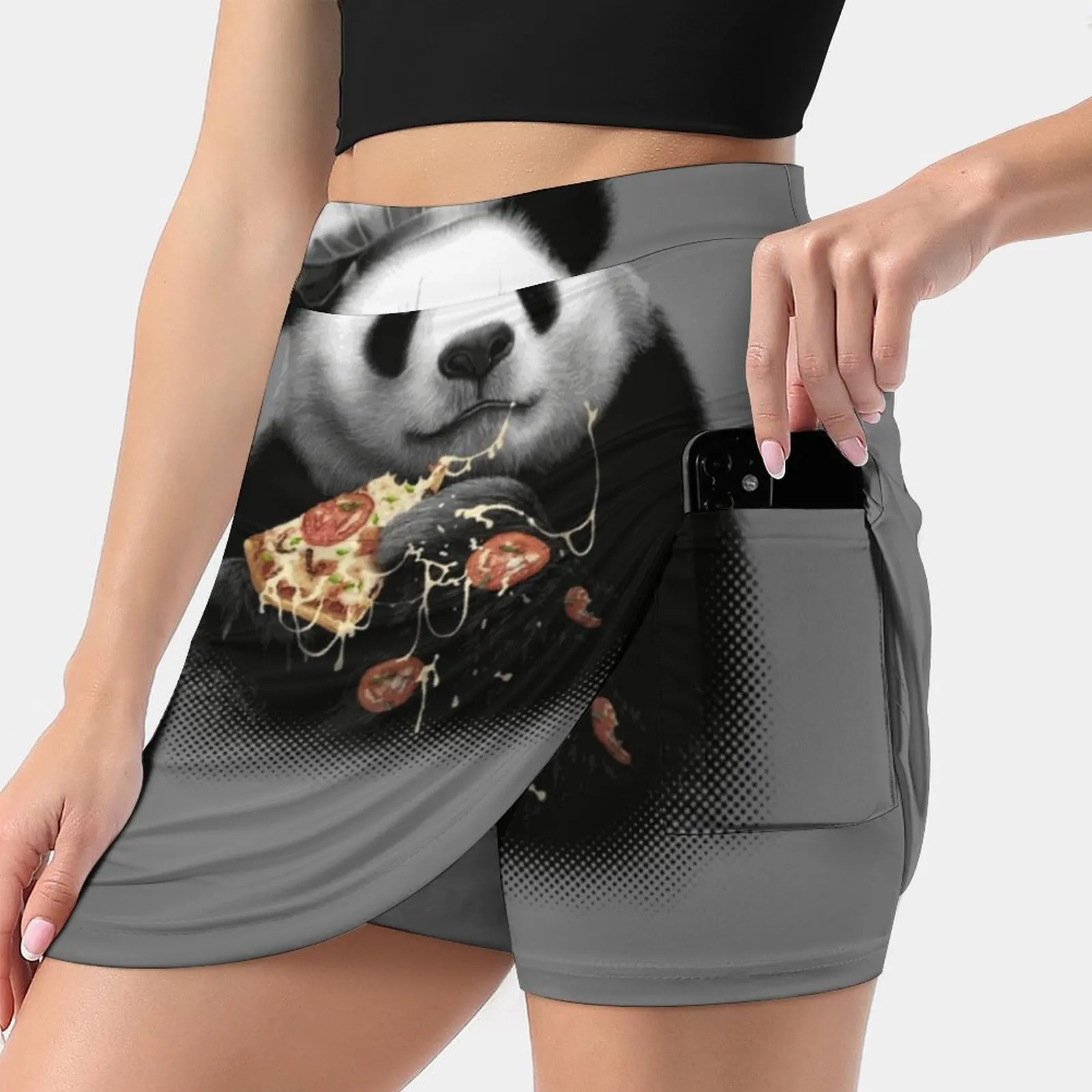 Panda Loves Pizza Women Sports Lining Skirt Tennis Dance Fitness Short Printed Skirts Panda Pizza Adam Lawless Funny Ladies