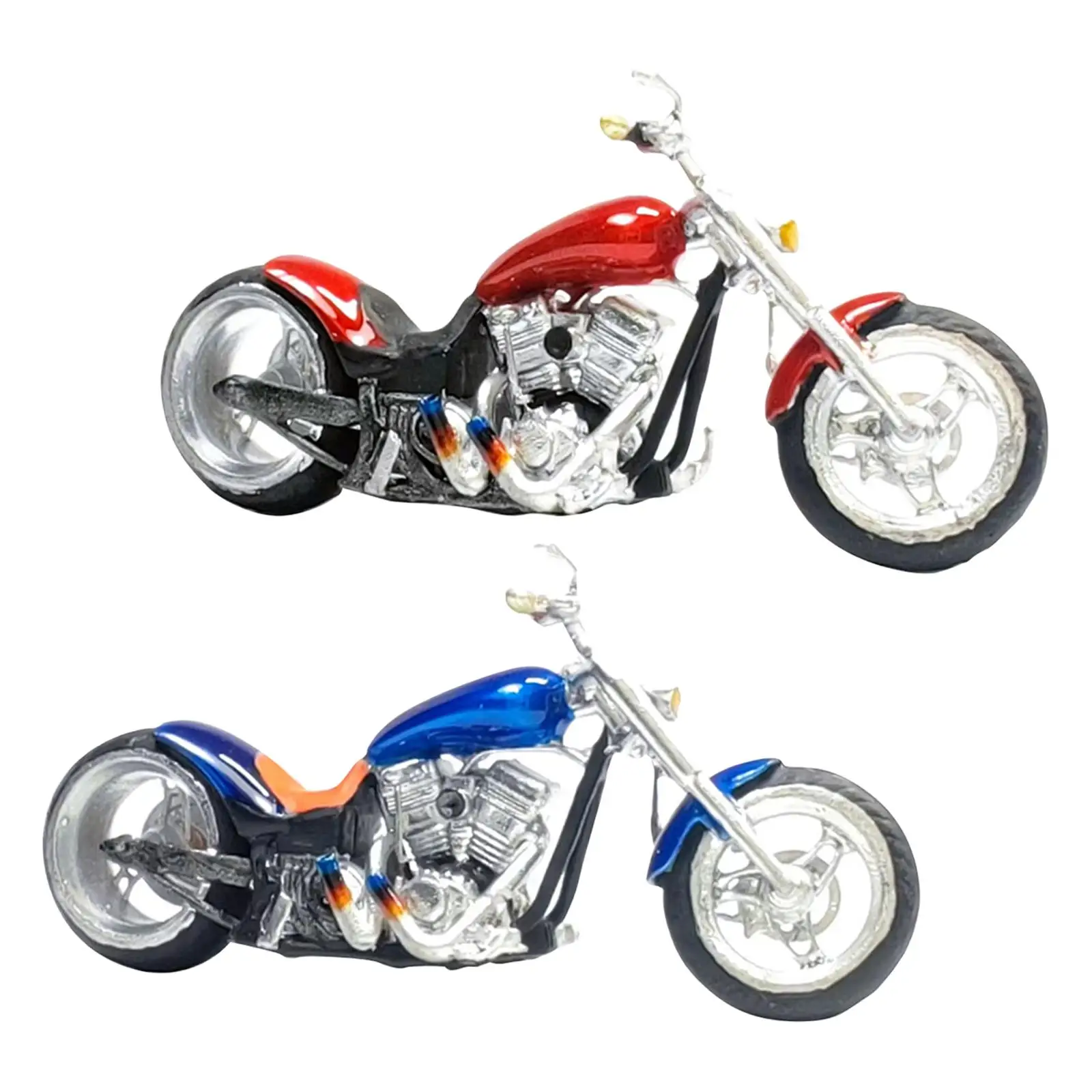 2x 1/64 Painted Motocycle Model Diorama Figurines for Buliding Scenes Decor