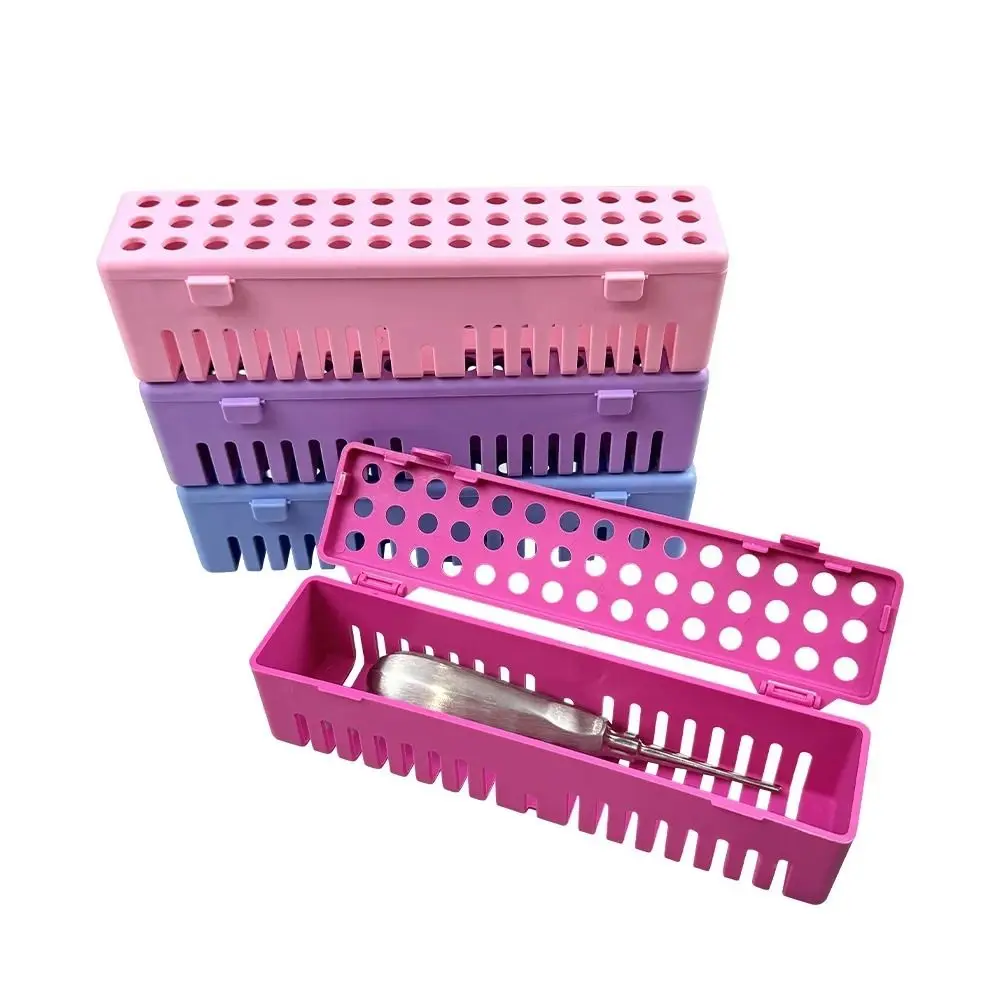 Plastic Dental Instrument Disinfection Box Autoclave Safe Dentist Cassette Perforated Design Dental Sterilization Case