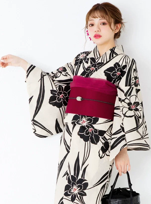 Women's New Summer Yukata Cotton– Traditional Kimono with Ink Wash Painting Design