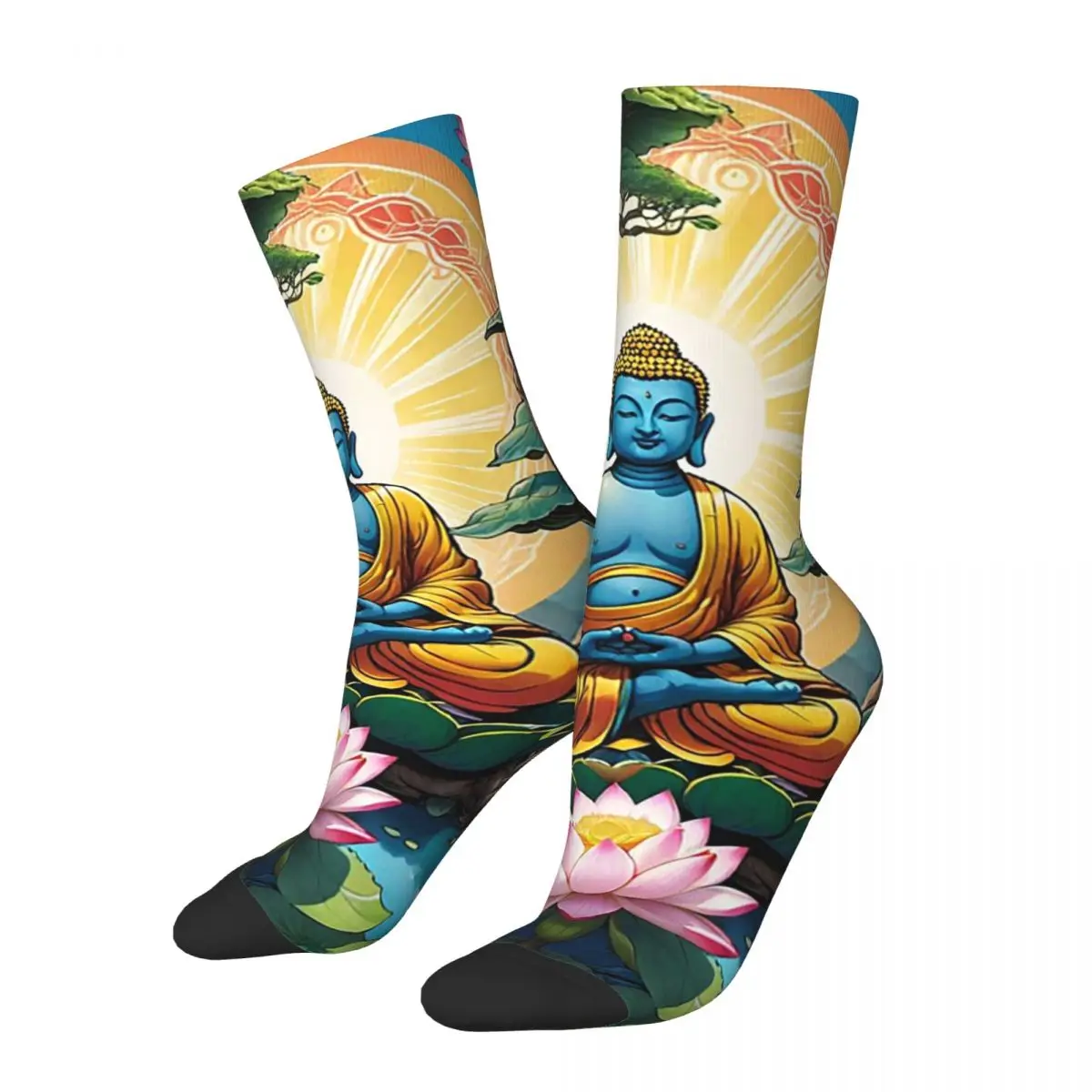 Buddha And The Tree Of Life Socks Harajuku Super Soft Stockings All Season Long Socks Accessories for Man Woman Christmas Gifts