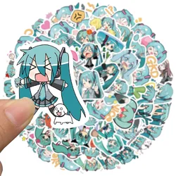 65pcs/set 4-8CM New Anime Hatsune Miku emoticon kawaii Q version Figure PVC Model Toys DIY Waterproof sticker decoration Gifts