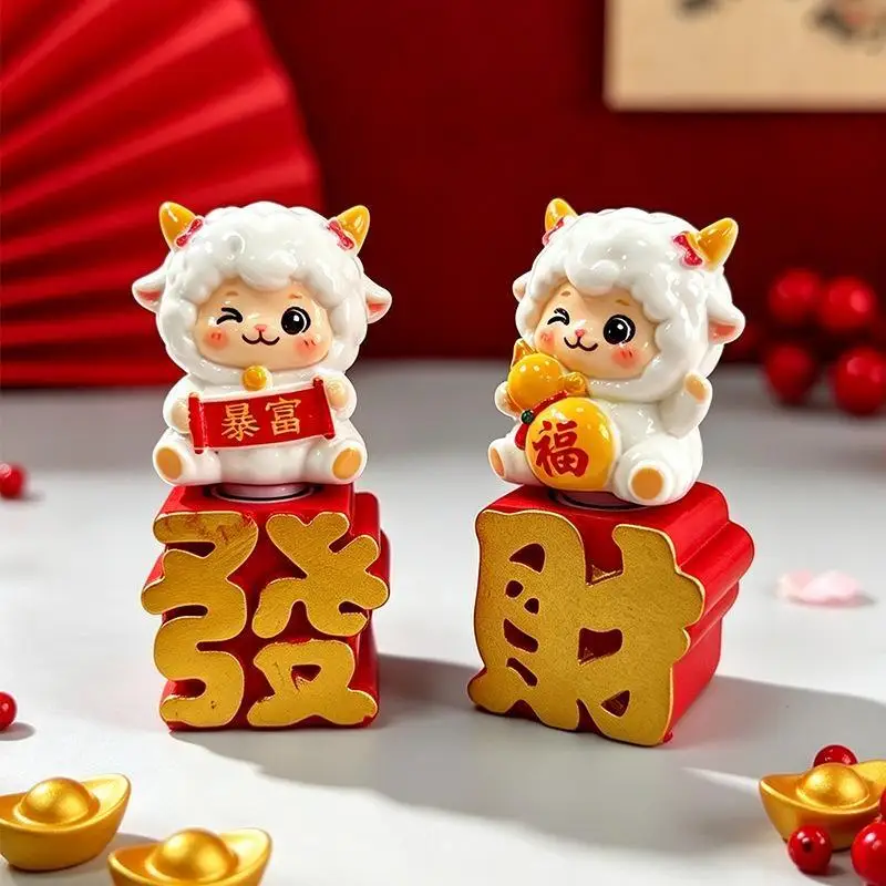 Lucky Sheep Goat Resin Figurine 2027 Chinese New Year Lunar New Year Mascot Statue Desk Ornament Home Decor Gift
