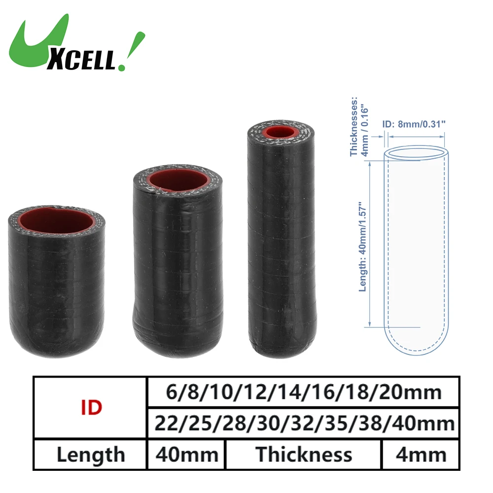 UXCELL 6/8/10/12/14/16/18/20/22/25/28/30/32/35/38/40mm ID 40mm Length Car Silicone Rubber Hose End Cap Durable Multi-Layer