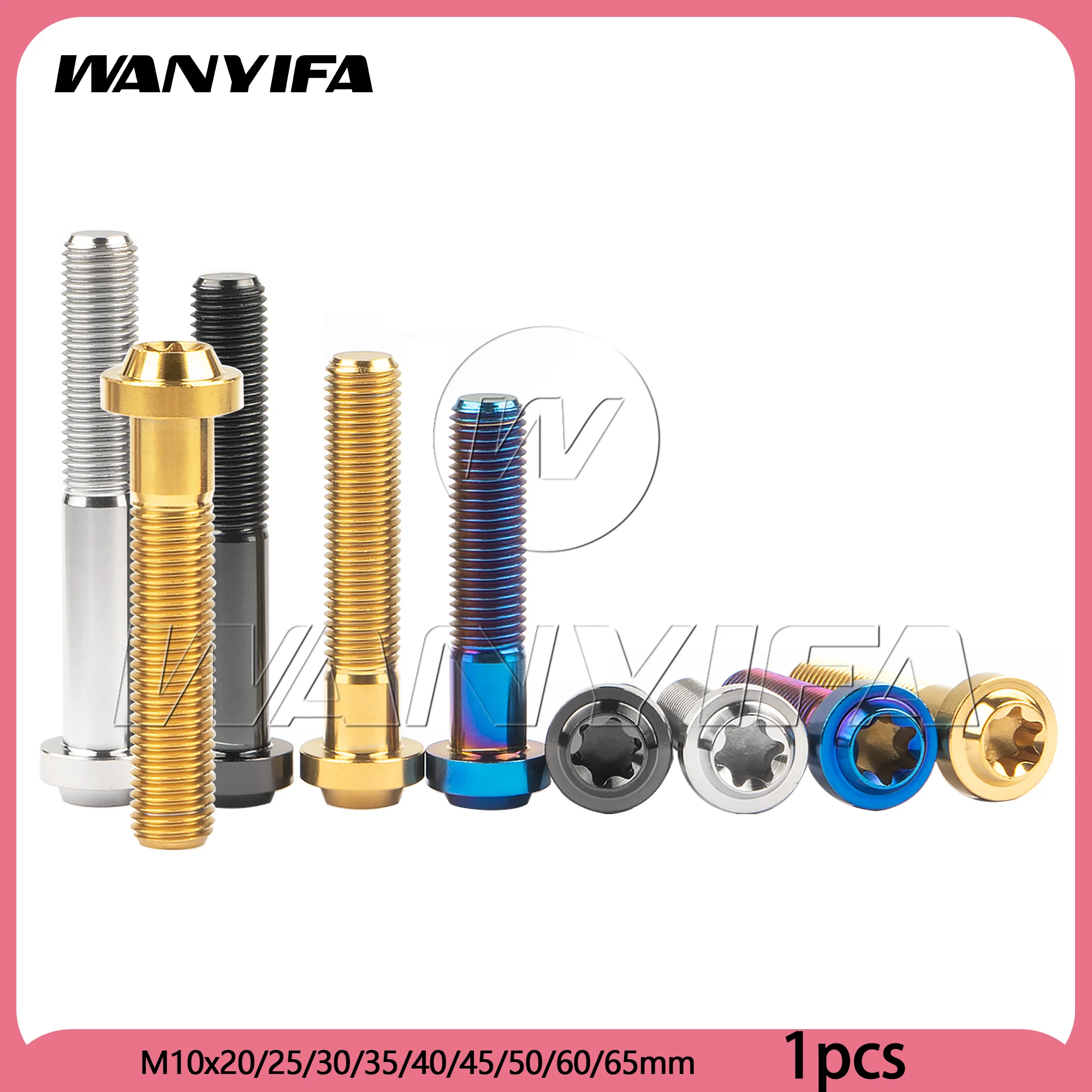 Wanyifa Titanium Bolt M10x20/25/30/35/40/45/50/60/ 65mm Pitch1.25/1.5mm Disc Torx Head Screw for Motorcycle Mountings
