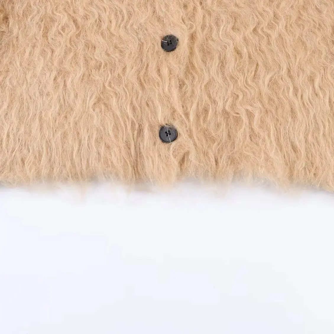 DiYiG WOMAN 2025 Winter New Fashion Solid Color Long Hairy Knitted Long Sleeve Cardigan Chic V-Neck Button Sweater Coat Mujer