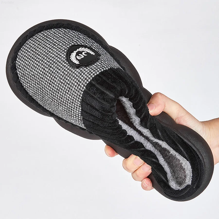 Men\'s Plus Size Slippers Winter Cotton Slippers Indoor Slippers Man Warm Slippers Plush Slippers Non-slip Thickened Slipper