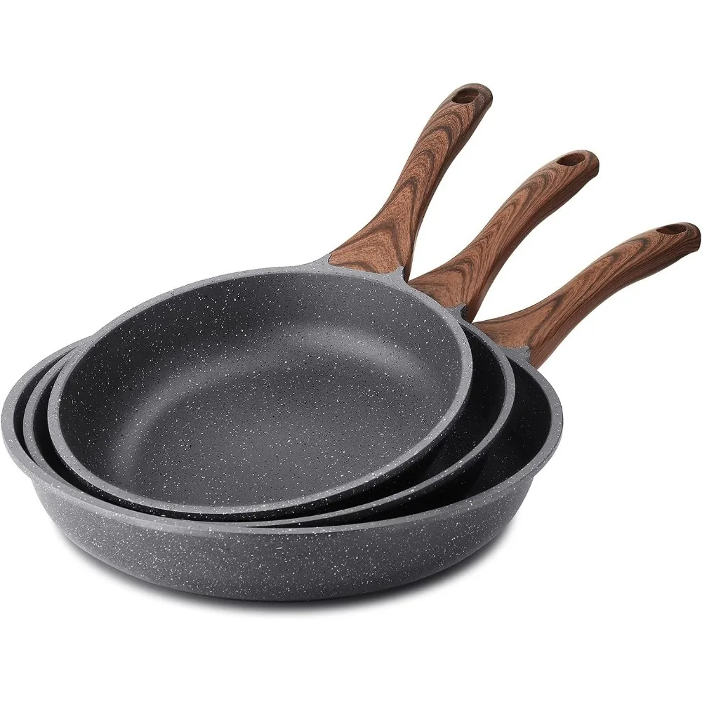 

Nonstick Frying Pan Skillets, Swiss Granite Coating Omelette Pans, Healthy Cookware Chef's Pan, Free of Intentionally