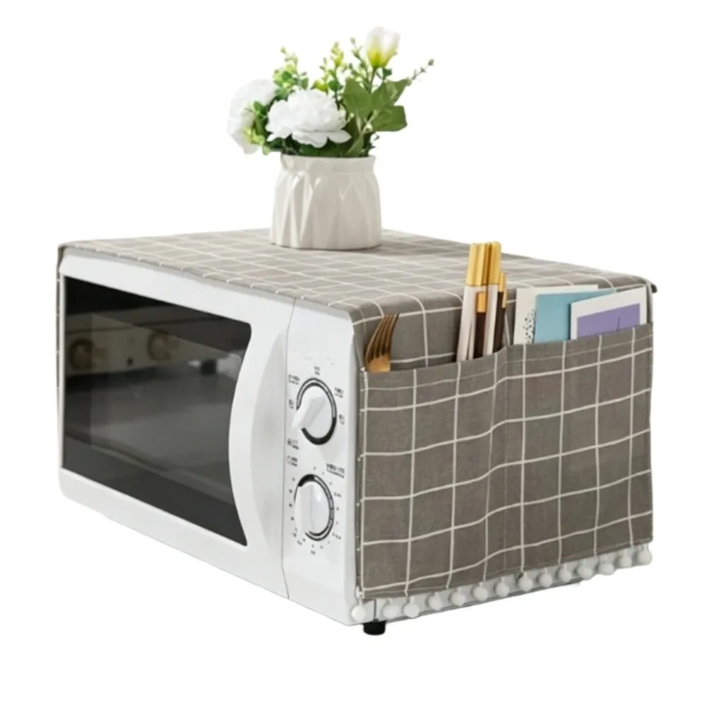 Storage Pocket Cover Microwave Cover Lightweight Construction Thick Fabric Material Dustproof Protection Oil Stain Resistant