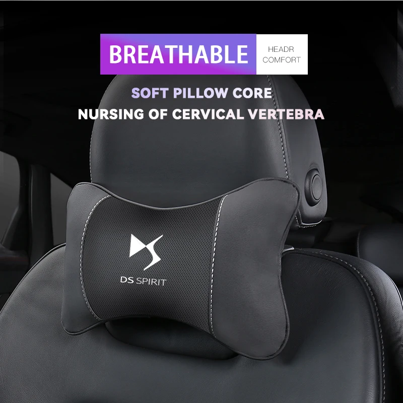 1Pcs Car Seat Headrest Auto Logo Neck Pillow For DS DS4S DS5 5LS DS3 DS4 DS6 DS7 DS9 WILD RUBIS SPIRIT E-Tense