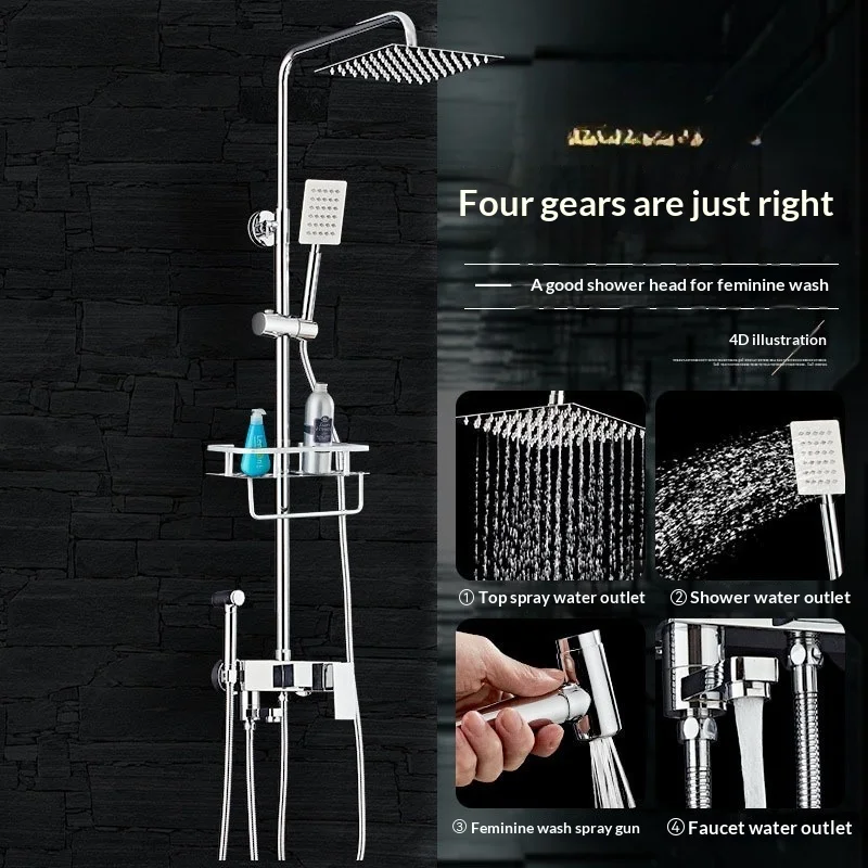 

Душевой набор с высоким давлением, четыре режима, скрытая душевая лейка из нержавеющей стали, комплект для ванной комнаты, душевой набор с чистой водой