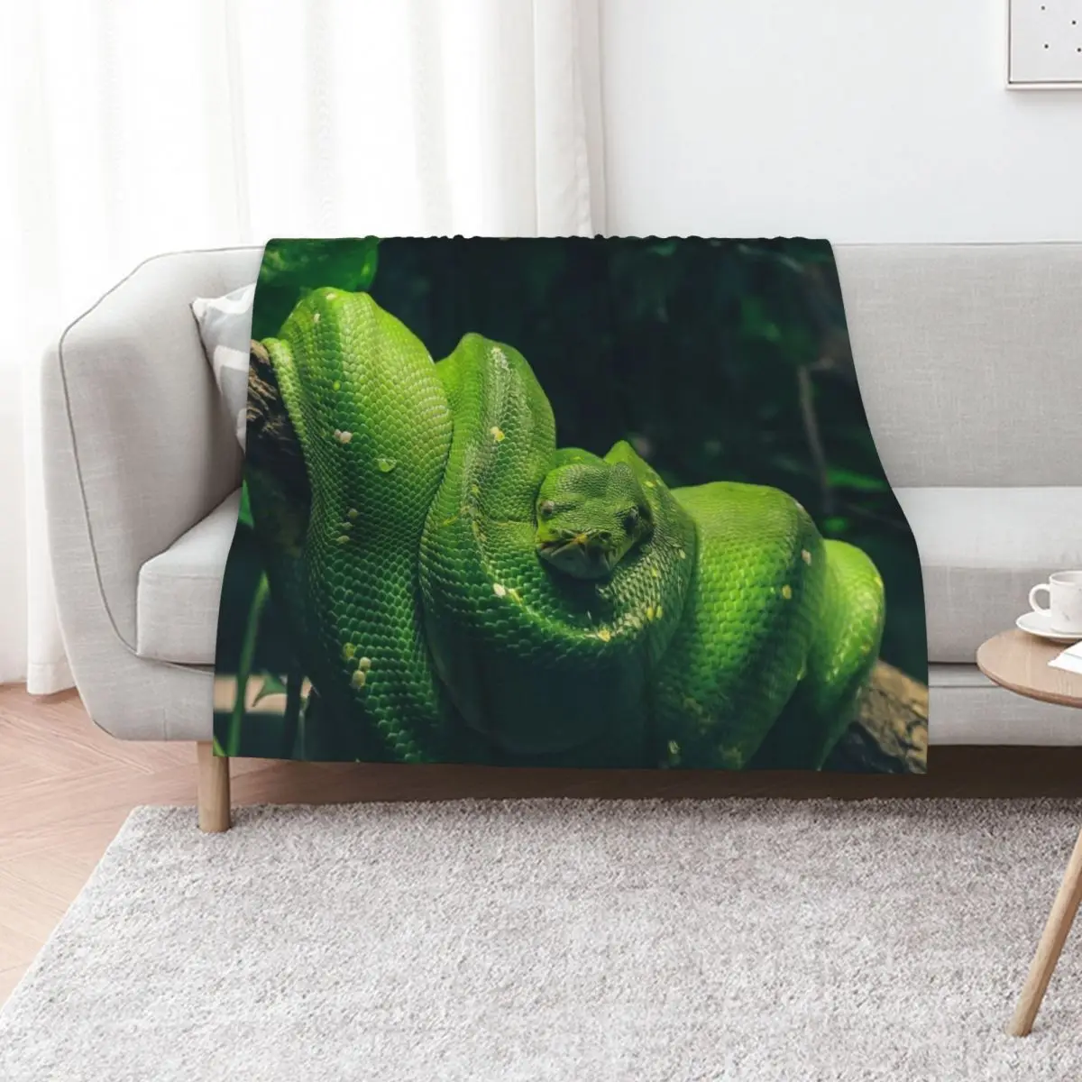 Green Tree Python Throw Blanket Warm Decorative Throw Hair Blankets For Bed Luxury Designer Cute Plaid Blankets