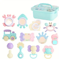 Baby children's toys, hand rattle 0-6 months, puzzle can bite your hand and grab boys and girls, baby coaxing artifact, tooth gr