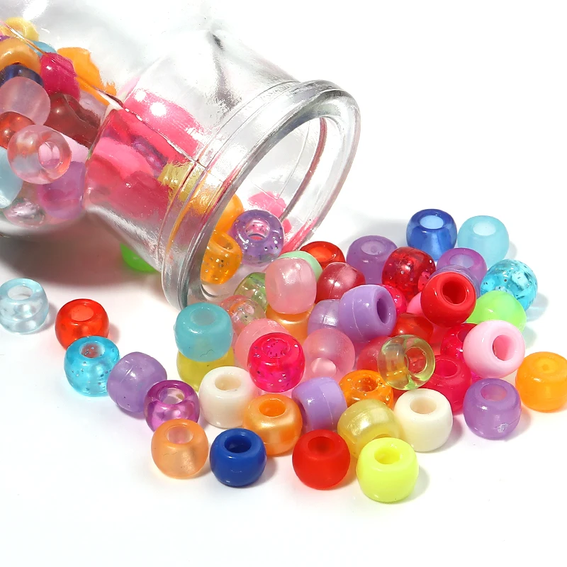 200 Stück 6 x 9 mm bunte Pony-Perlen, modisch, großes Loch, Acryl-Perlen, für Kinder, DIY-Schlüsselanhänger, Basteln, Dekorationen, Zubehör – Detail 11