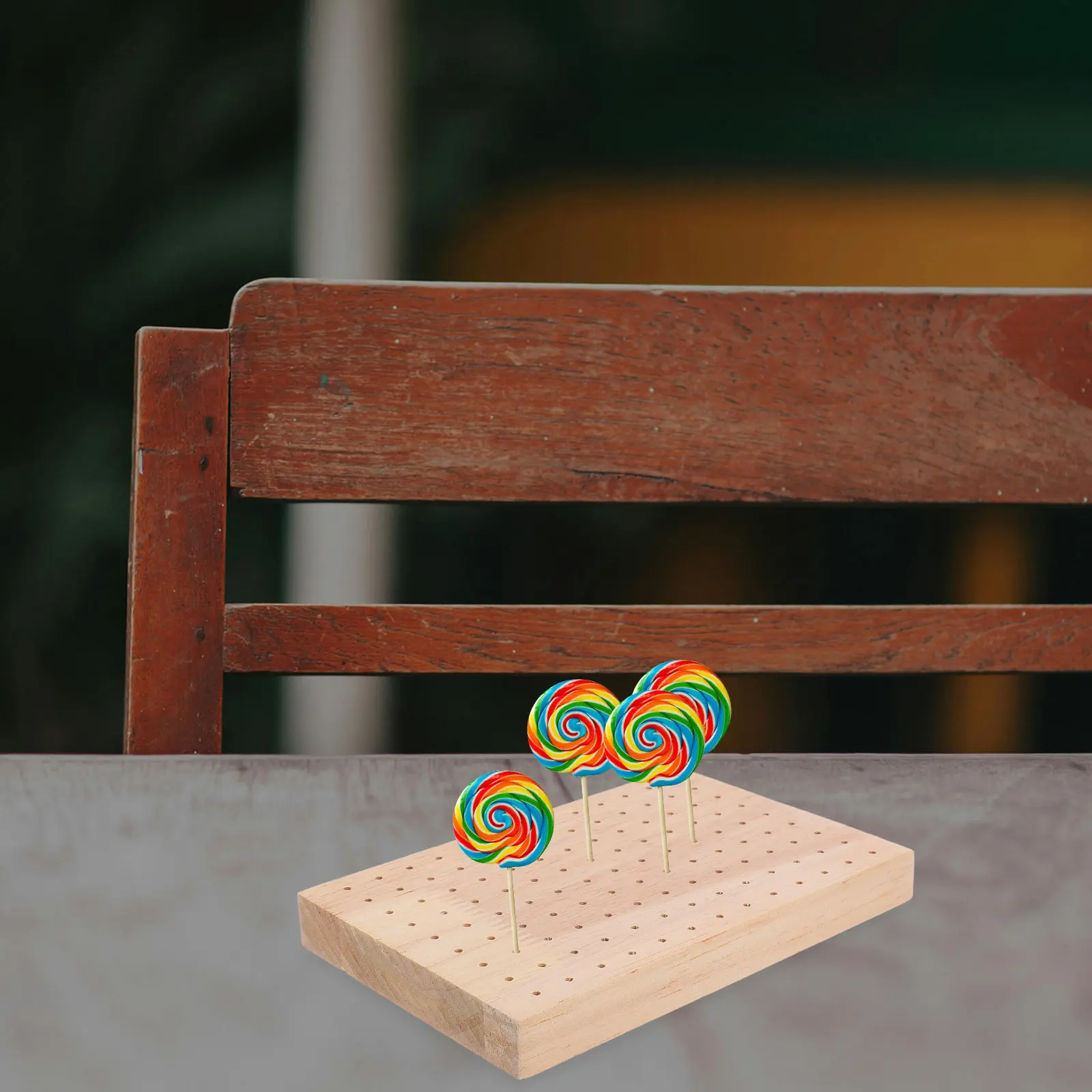 Wooden Food Skewers Holder Pick Stand Spiral Potato Candy Lollipop Display Appetizer Fruit Stand Catering Food Picks Organizer view 2