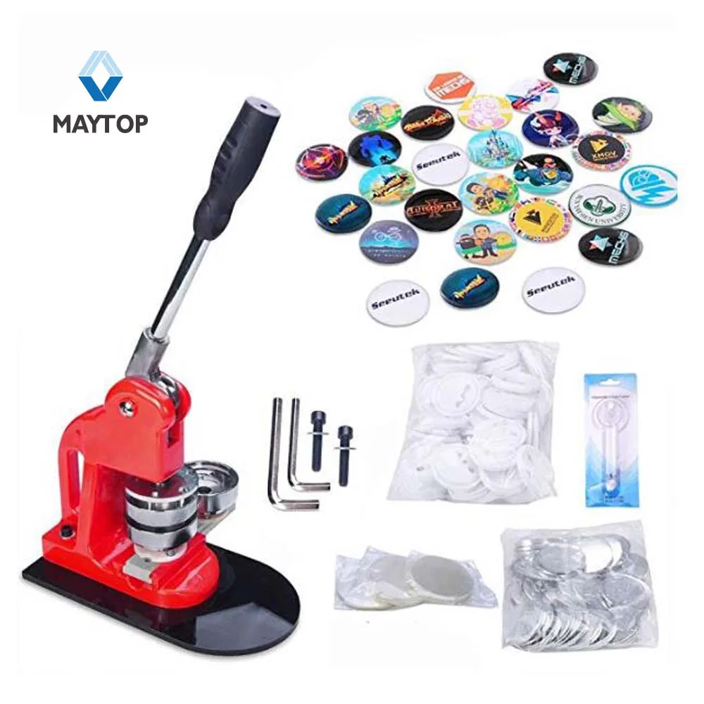 

32MM Button Maker Rotate Button Badge Machine with 1000 Sets Circle Parts Punch Press Machine for DIY Badges