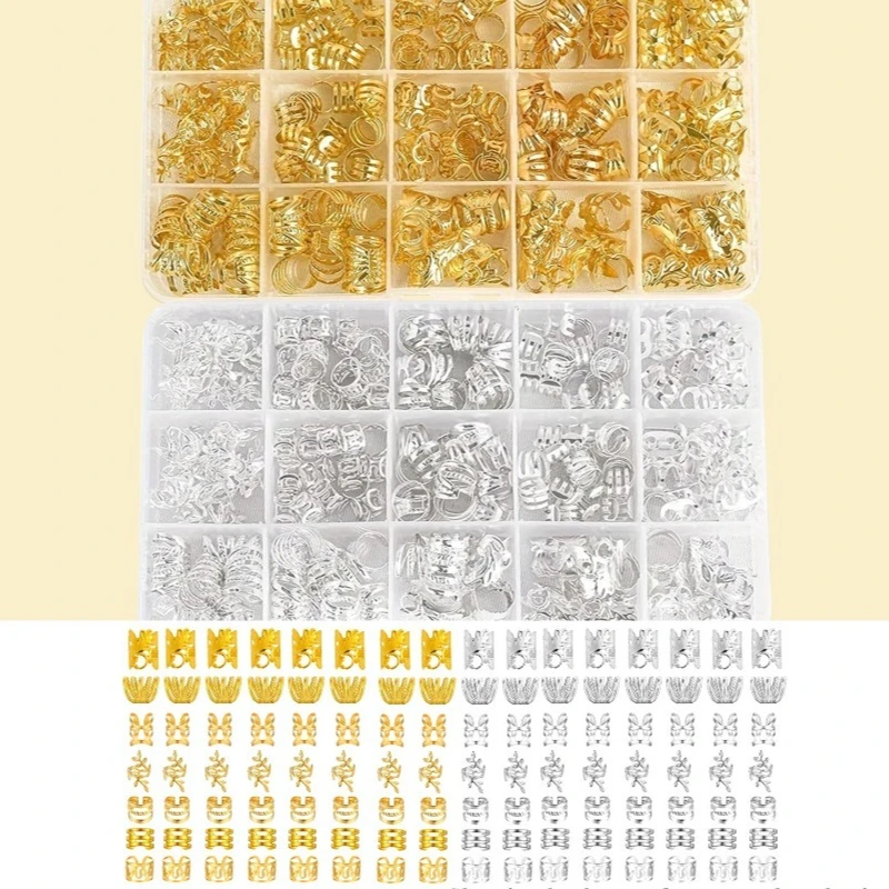 

210Pcs Gold Silver Hair Rings Various Styles Simple Hot Girl Style Premium Quality Fashion Hair Accessories for Women Daily Use