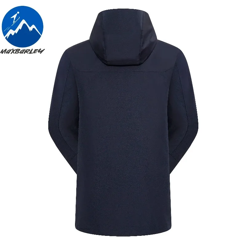 Maxbarley Down Jacket Men Hooded Outdoor Hiking Waterproof Coat Casual Mountaineering Warm Cold Protection Mid Long Down Garment