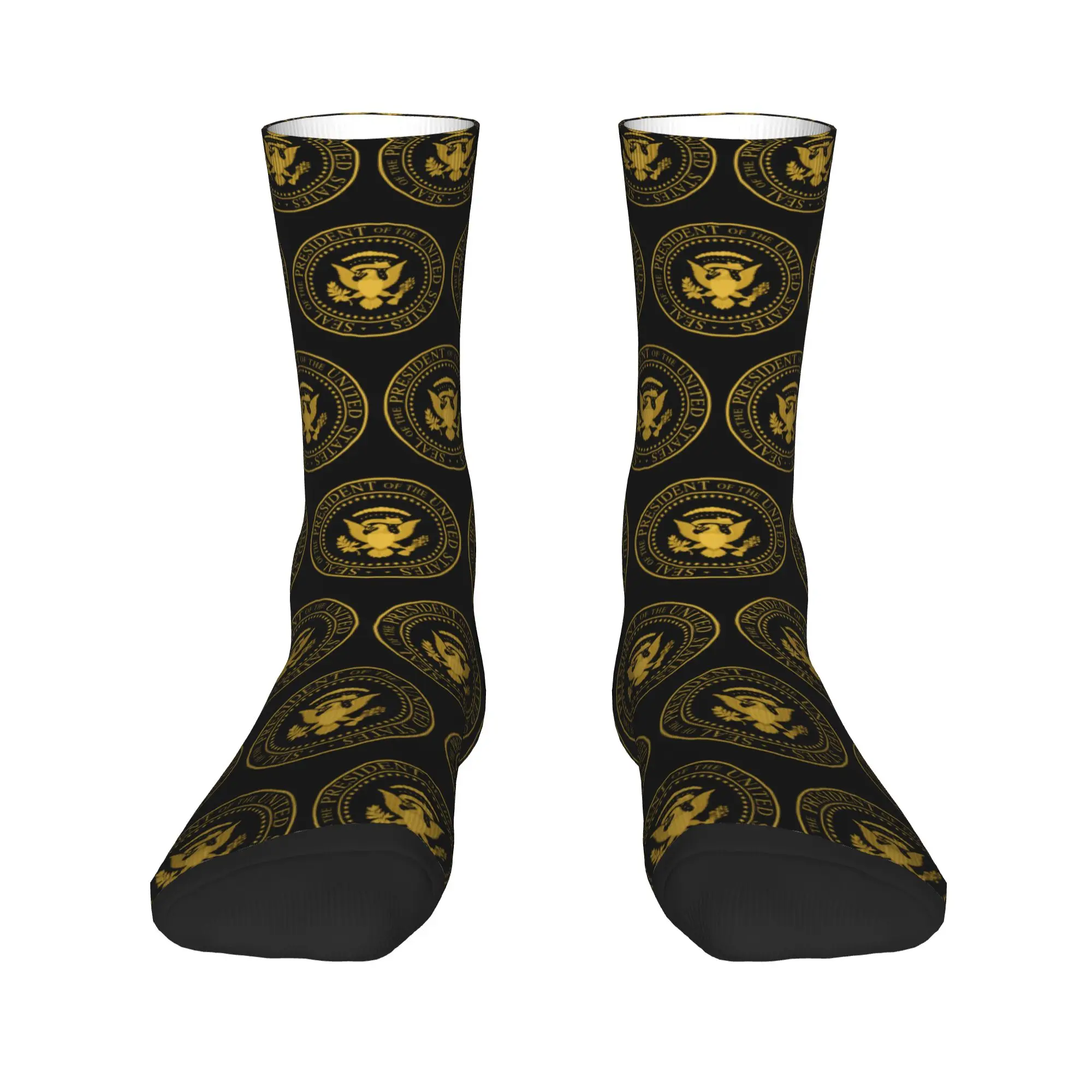 

Funny Mens Usa President Seal Flag Coat Of Arms Dress Socks Unisex Breathbale Warm 3D Printing Crew Socks