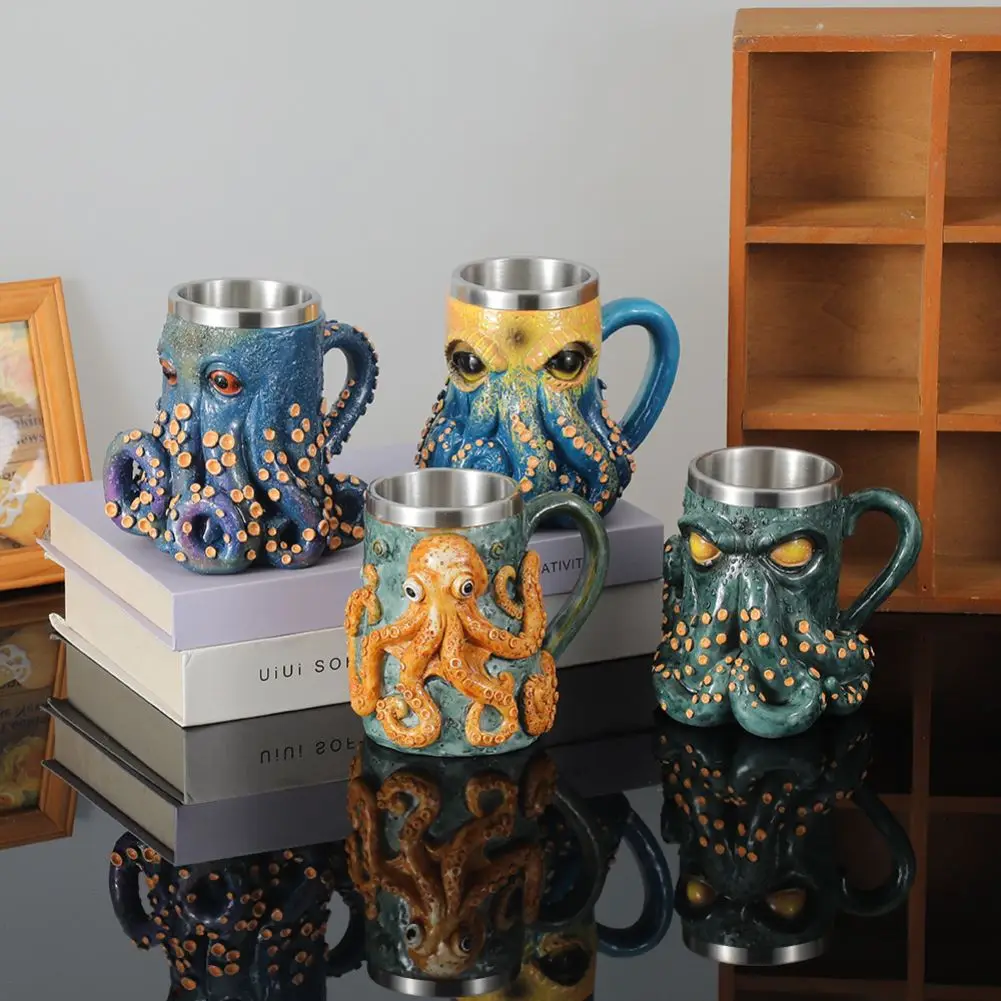 

Креативная чашка Ocean Creature, декоративная кружка из смолы с подкладкой из нержавеющей стали для питьевой воды