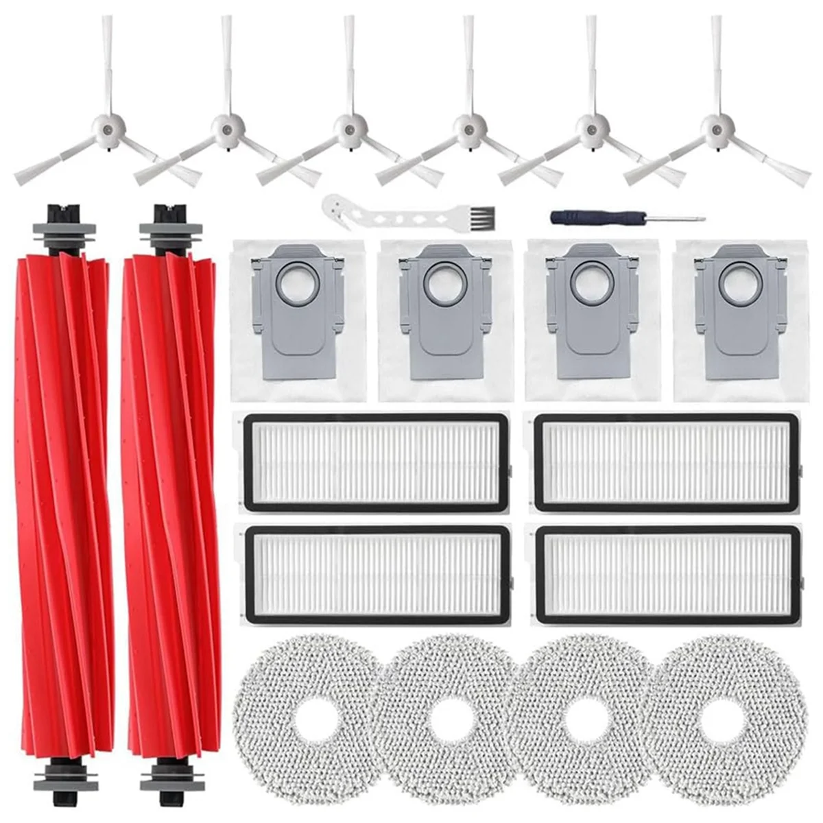 Bagian pengganti untuk Roborock Qrevo S/Qrevo MaxV/Qrevo Pro penyedot debu sikat sisi utama filter HEPA tas pel