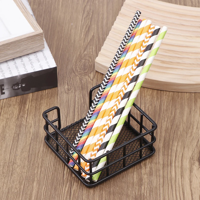 Metal Sticky Note Holder Square Black Memo Note Pads Box Holder Storage Display Stand Dispenser For Home Office School Class