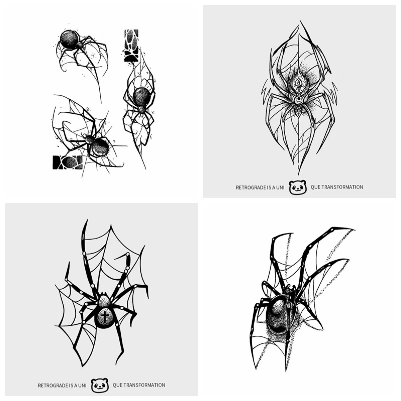 Hybrid Design of Diablo Spider Waterproof Herbal Juice Temporary Tattoo Sticker Female Durable Arm Male Semi-permanent Tattoos