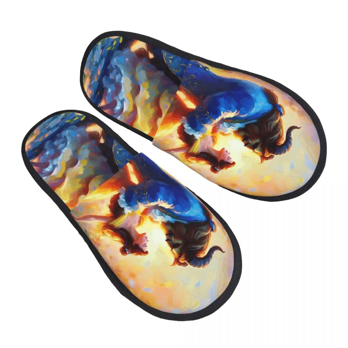 

Custom Beauty And The Beast Guest Slippers for Spa Women Cartoon House Slipper