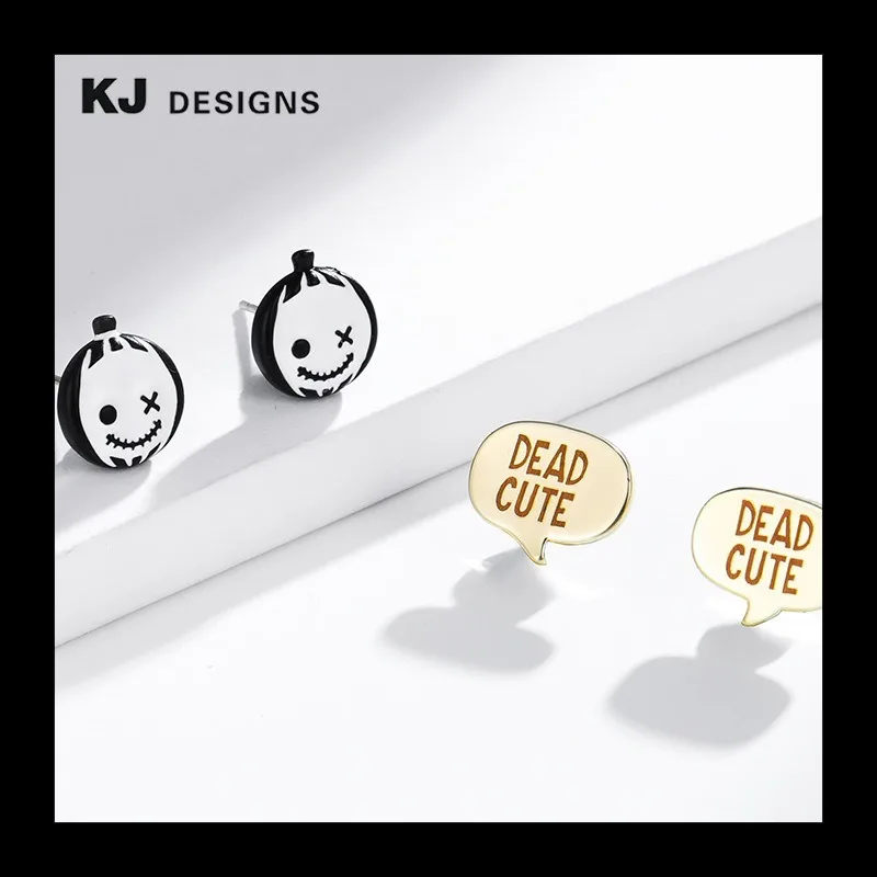 

KJ Ins Хэллоуин милый слоган оригинальные серьги-гвоздики 925 Pin медный женский костюм призрак