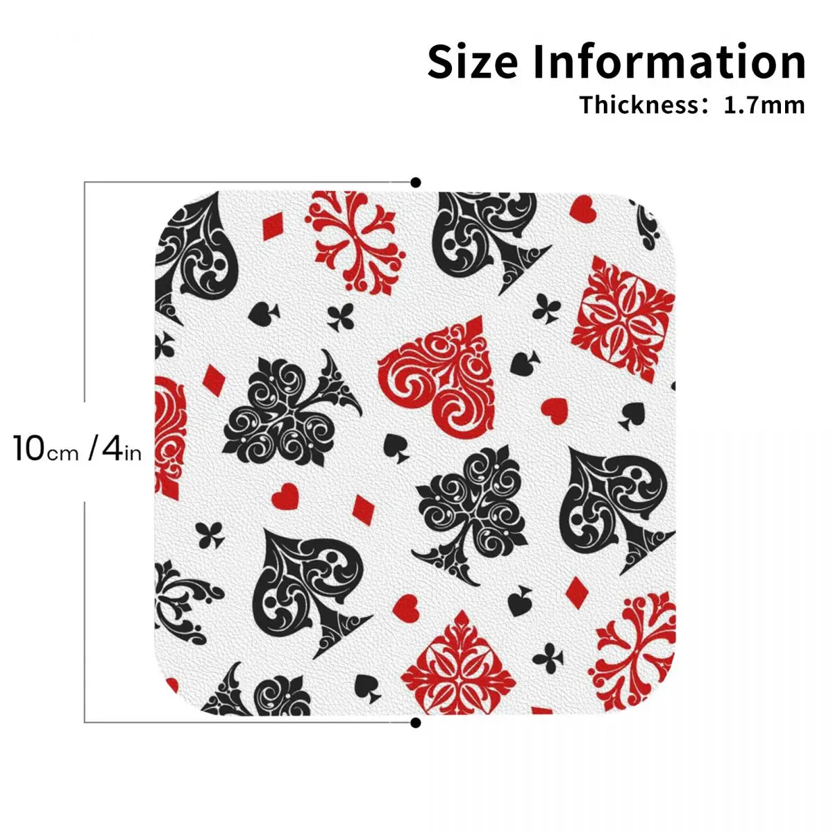 Playing Card Icons Coasters PVC Leather Placemats Waterproof Coffee Mats for Decor Home Dining Pads Set of 6